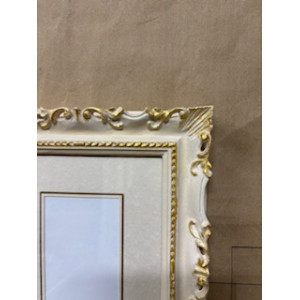 Cornice Francesina - avorio e oro invecchiata Cornice Francesina - avorio e oro invecchiata