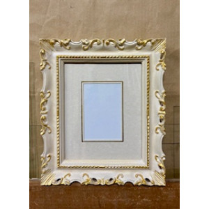 Cornice Francesina - avorio e oro invecchiata Cornice Francesina - avorio e oro invecchiata