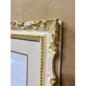 Cornice Francesina - avorio e oro invecchiata Cornice Francesina - avorio e oro invecchiata