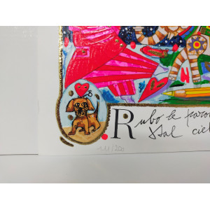 Musante - serigrafia Rubo le parole alle pagine dei libri per costruire un mondo pieno d’amore...