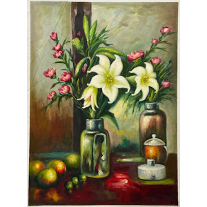 Vaso di fiori - olio su tela