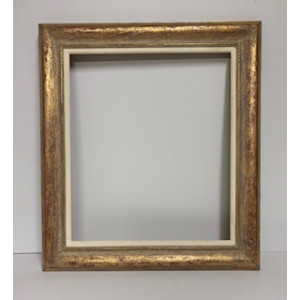 Cornice bordeaux e foglia oro con intagli sugli angoli