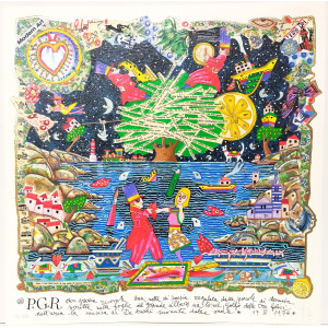 Musante- serigrafia P.G.R. Per Grazia Ricevuta. Una notte di poesia regalata dalle parole di Neruda...