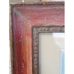 cornice stile 900 bordo esterno dorato, gola magenta sfumata e greca interna marrone cornice stile 900 bordo esterno dorato, gola magenta sfumata e greca interna marrone