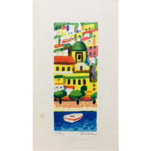 Mimmo Sciarrano - serigrafia - Positano dal mare