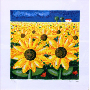 Mimmo Sciarrano - serigrafia - Girasoli