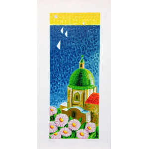 Mimmo Sciarrano - serigrafia - Vele a Positano