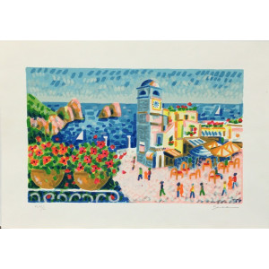 Mimmo Sciarrano - serigrafia - Sognando Capri